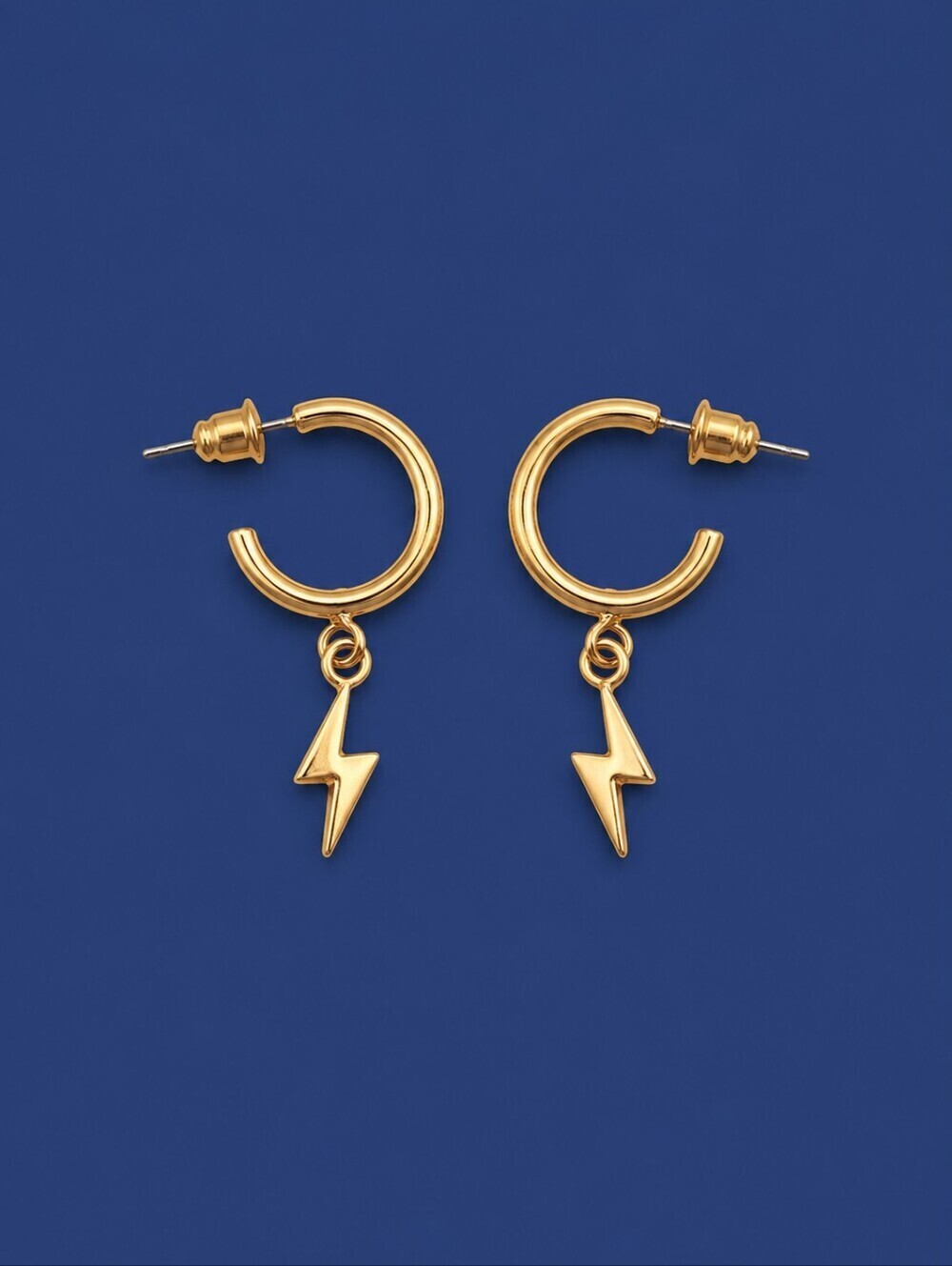 5/$25 Goldtone Lightning Bolt Hoop Post Earrings